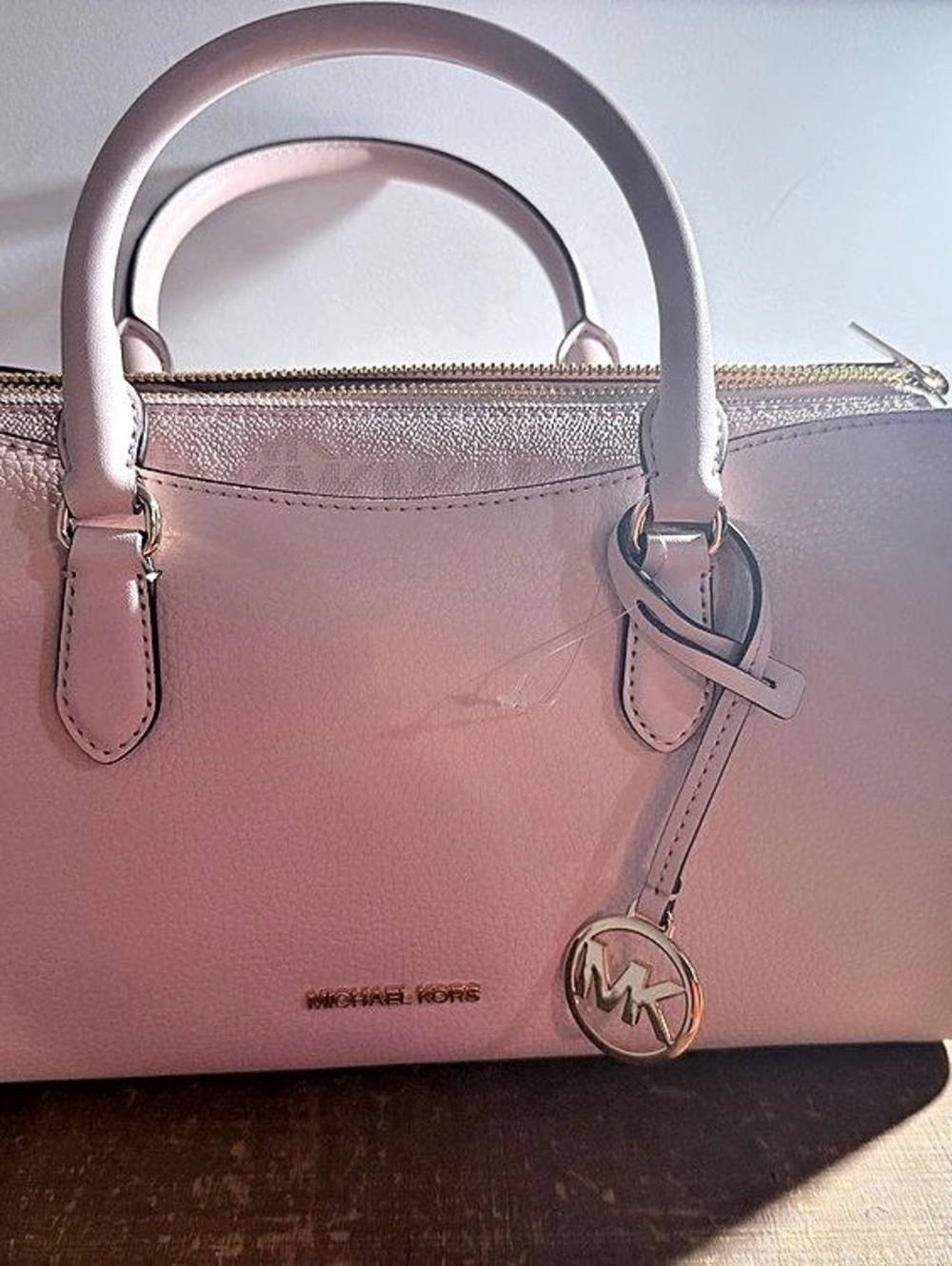 Michael Kors Laila Medium Leather Satchel Pink